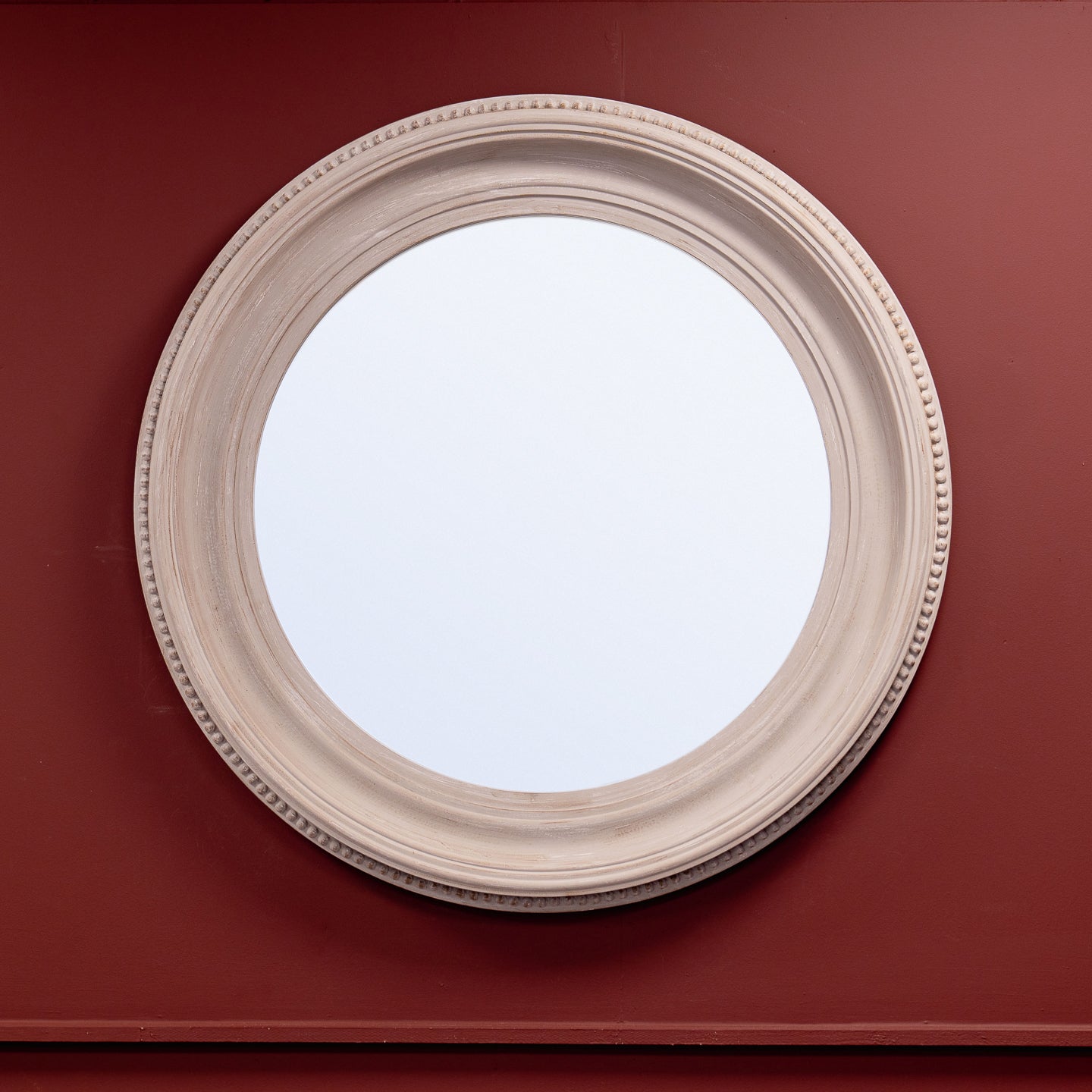 Round Brown Ash Frame Mirror 97cm