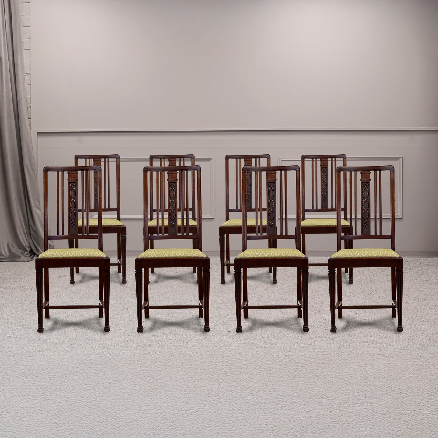 Set of 8 Mahogany Dining Chairs - Flanagan Kerins