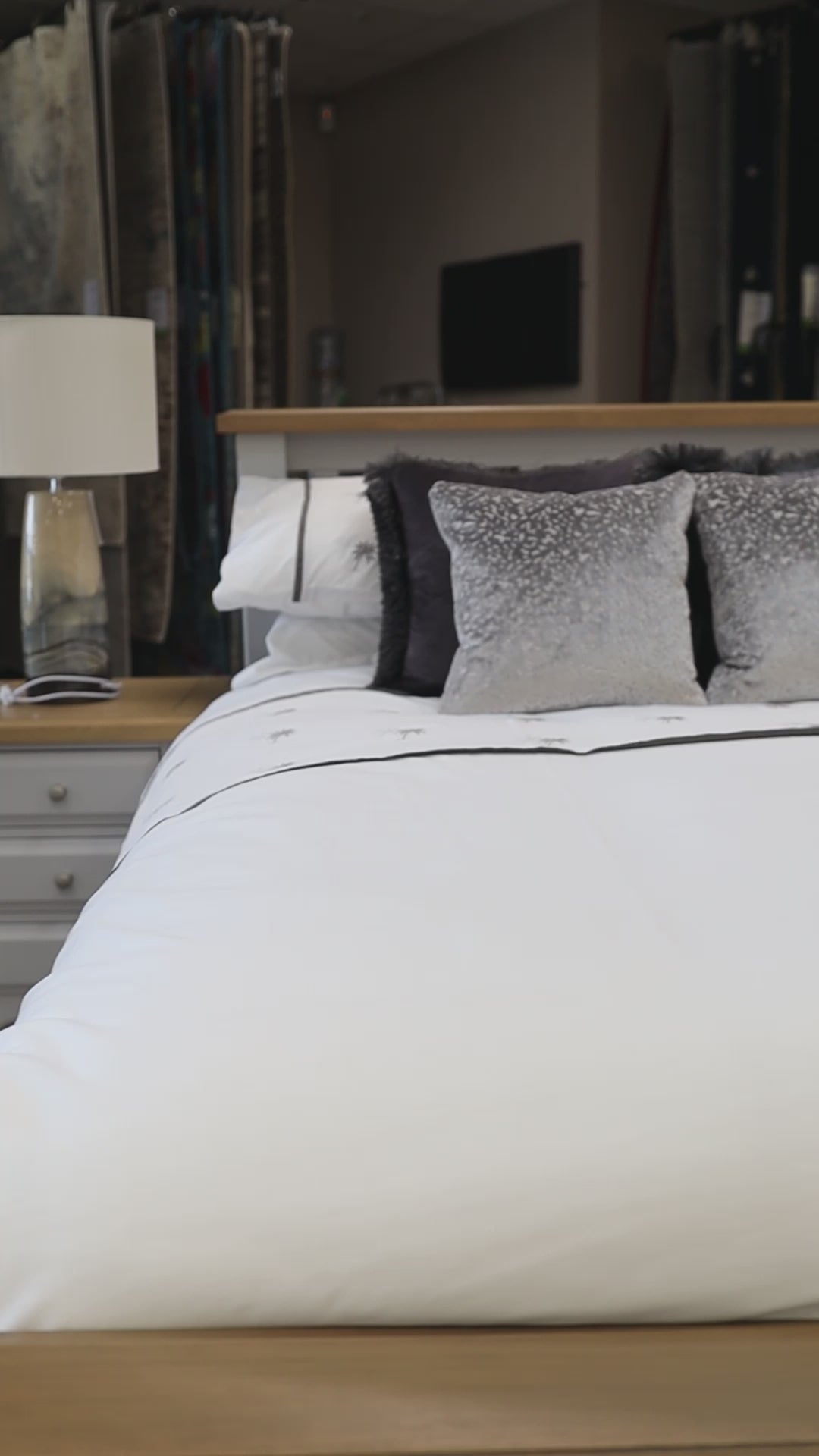 Modern Eve King Size bedframe in oak and grey inspired by Eden