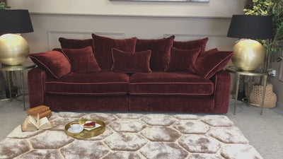 The Stunning Marilyn Large Split Sofa in Zelda Burgundy inspired by the Manhattan Sofa 