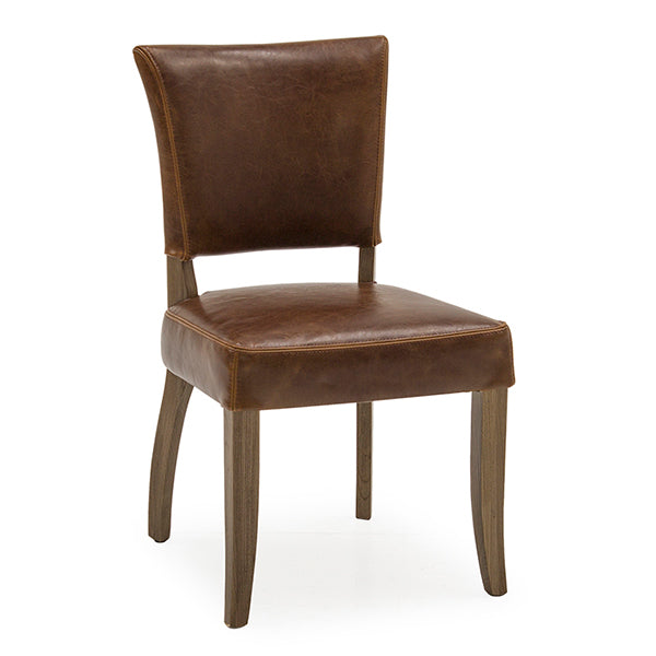 Drake Dining Chair Leather Tan Brown