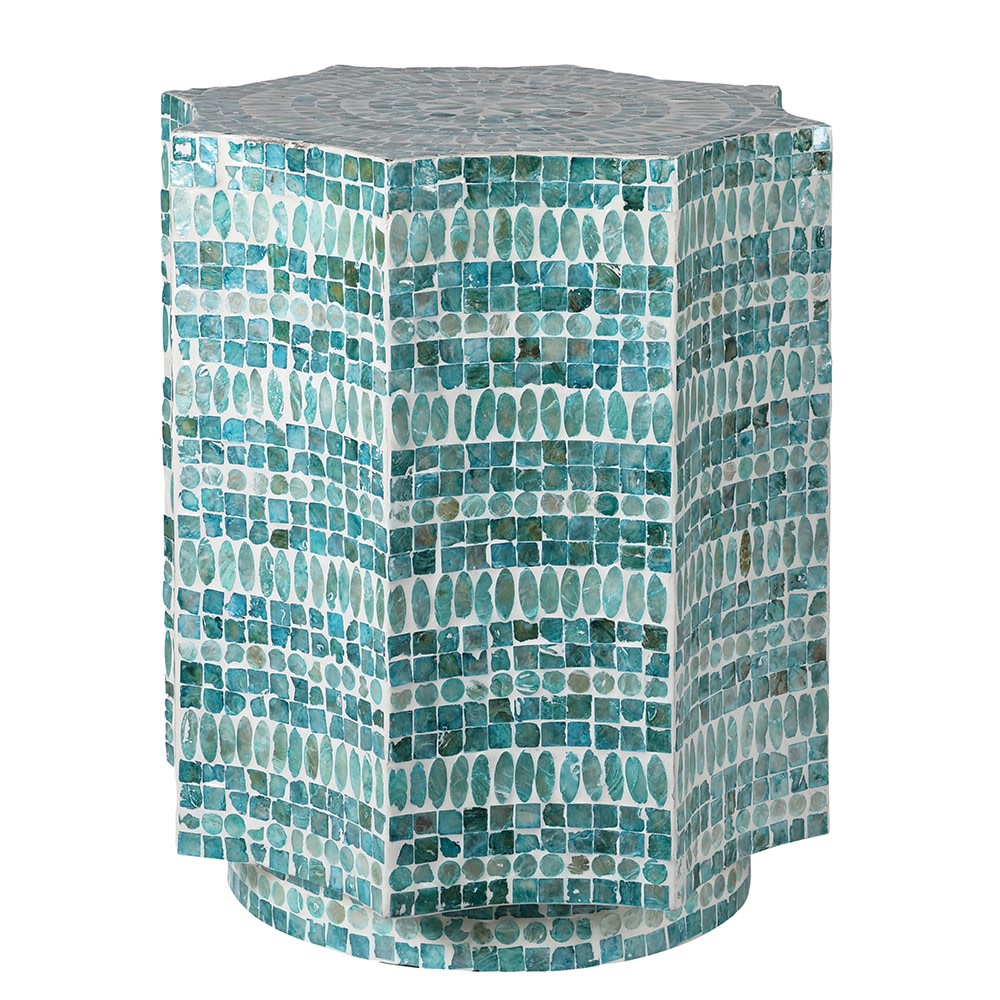 Seashell-Inspired Turquoise Stool