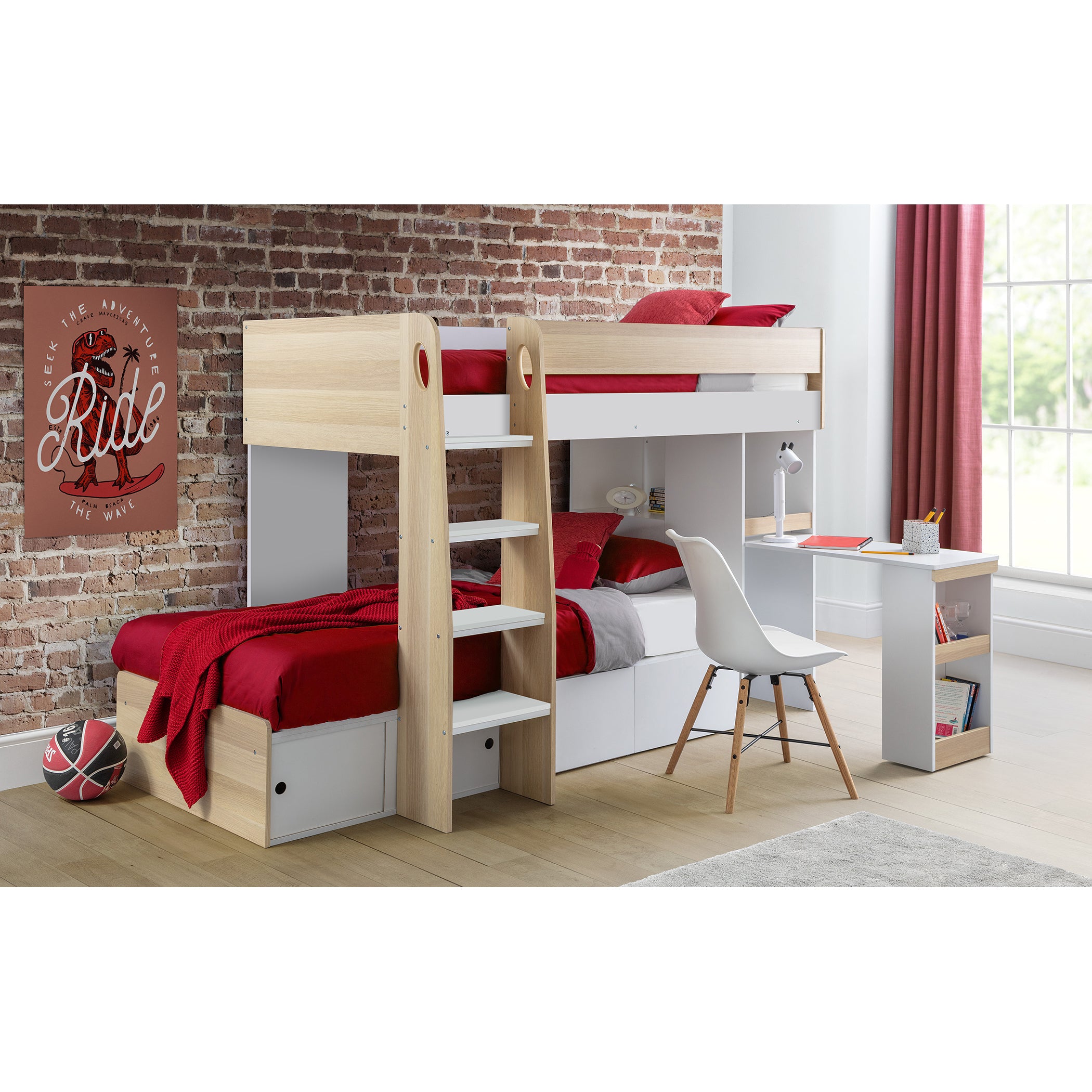 Eclipse Bunk Bed - Scandinavian Oak & White