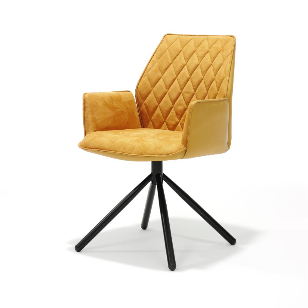 Gryffin Dining Chair – Metal Leg - Petrol/Ochre/Grey