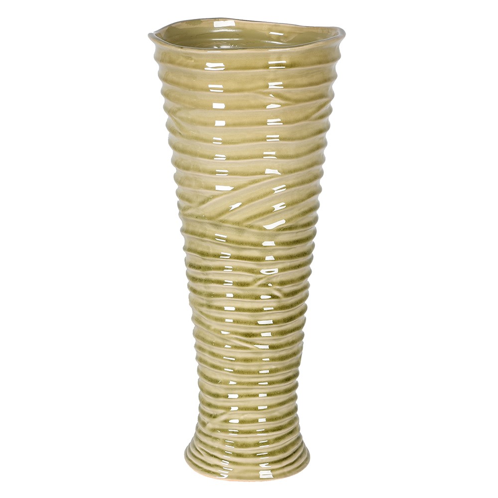 Tranquil Leaves Large Rippled Cylinder Vase