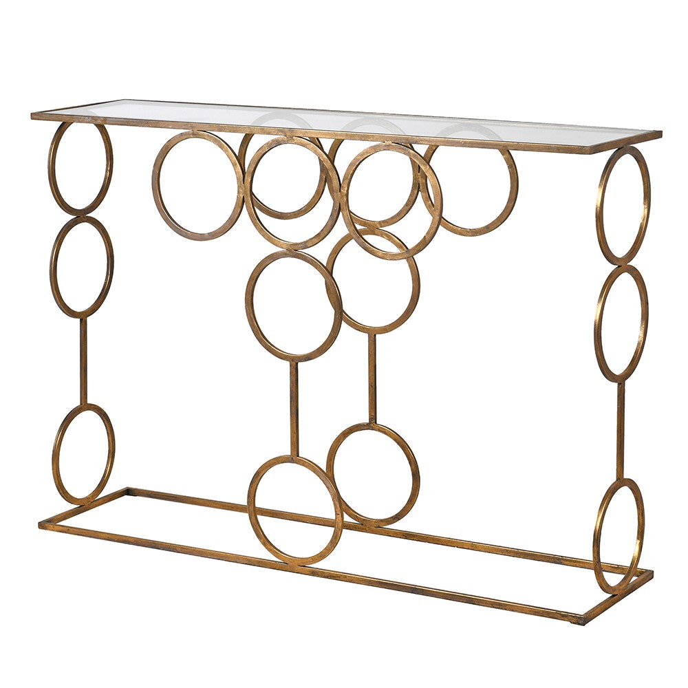 Gold Linked Circles Console Table