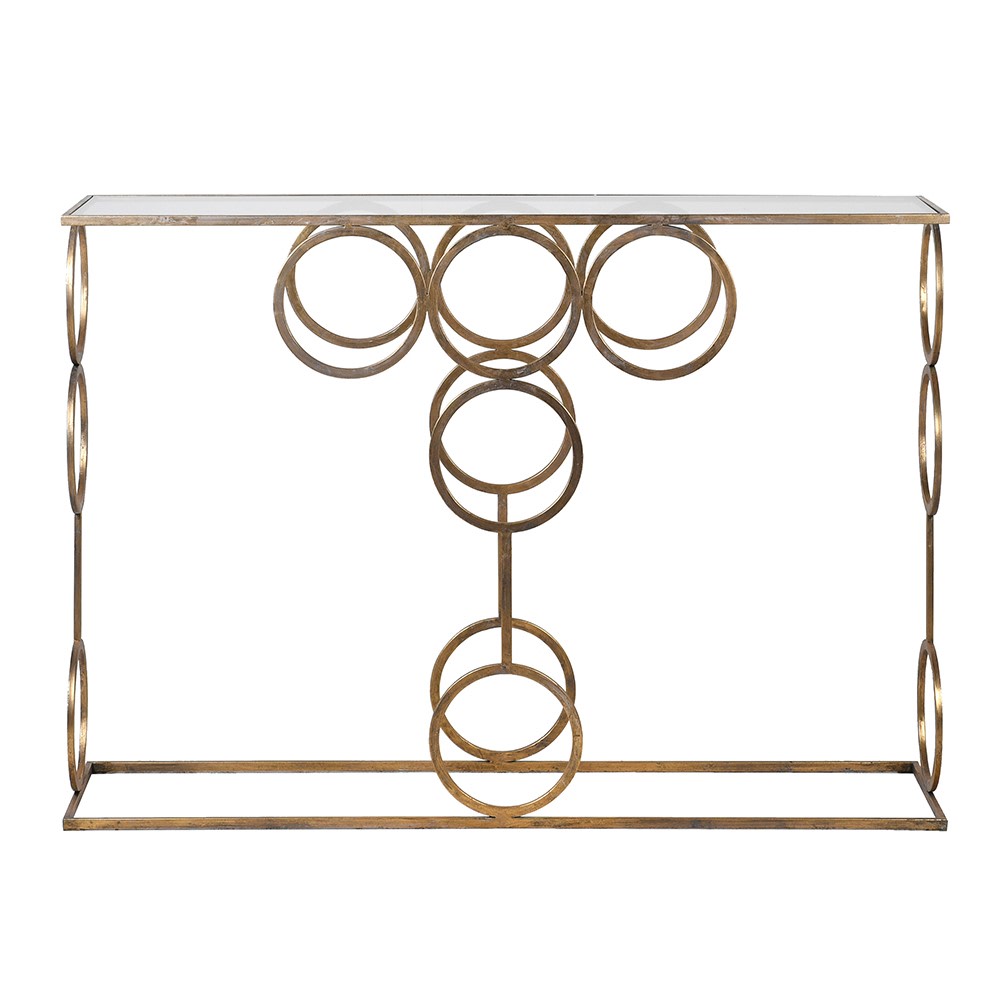 Gold Linked Circles Console Table