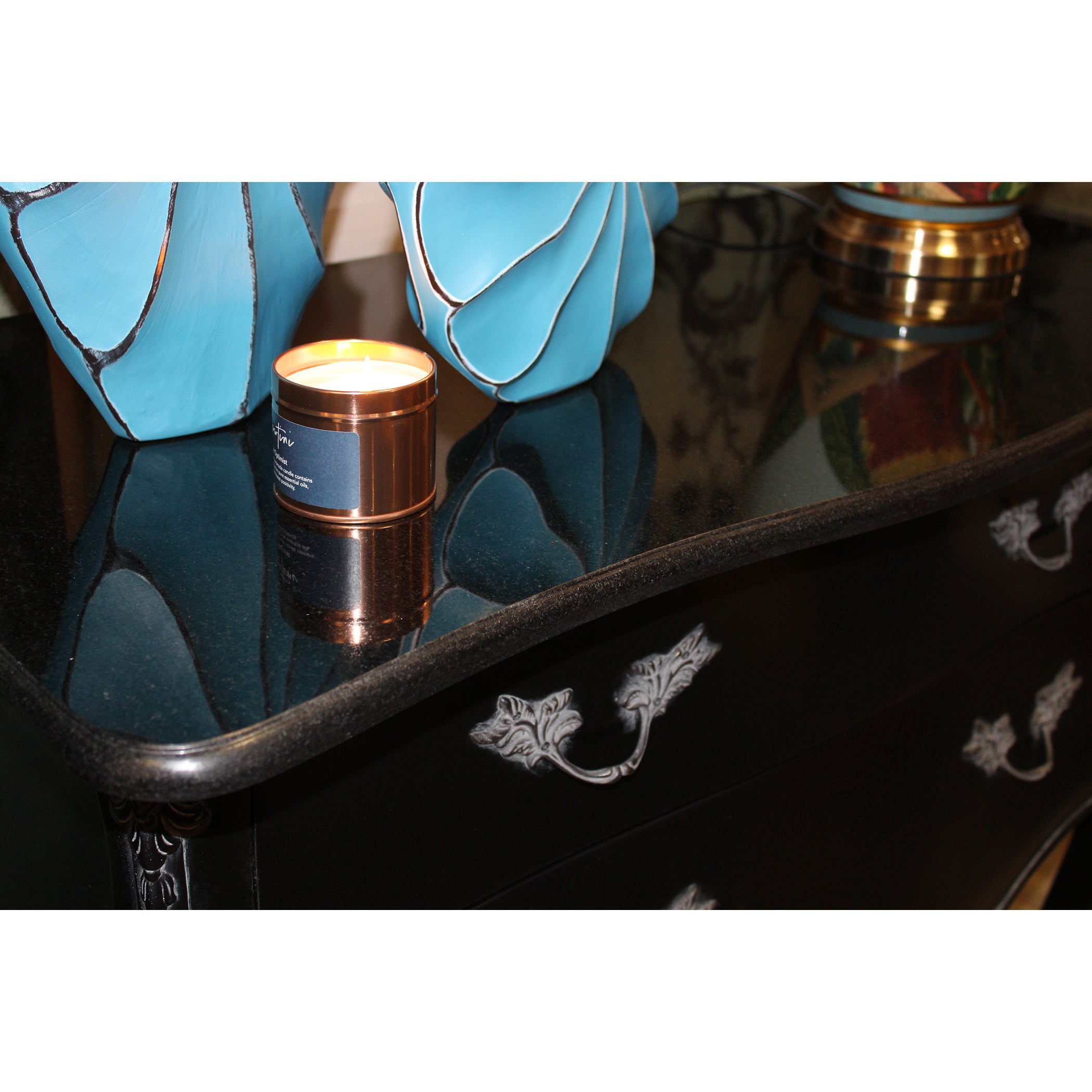 Ebony Elegance 2 Drawer Chest with Marble Top