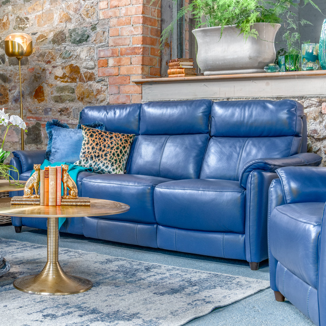 EX Display Michelangelo Leather 3 Seater Powered Recliner Sofa