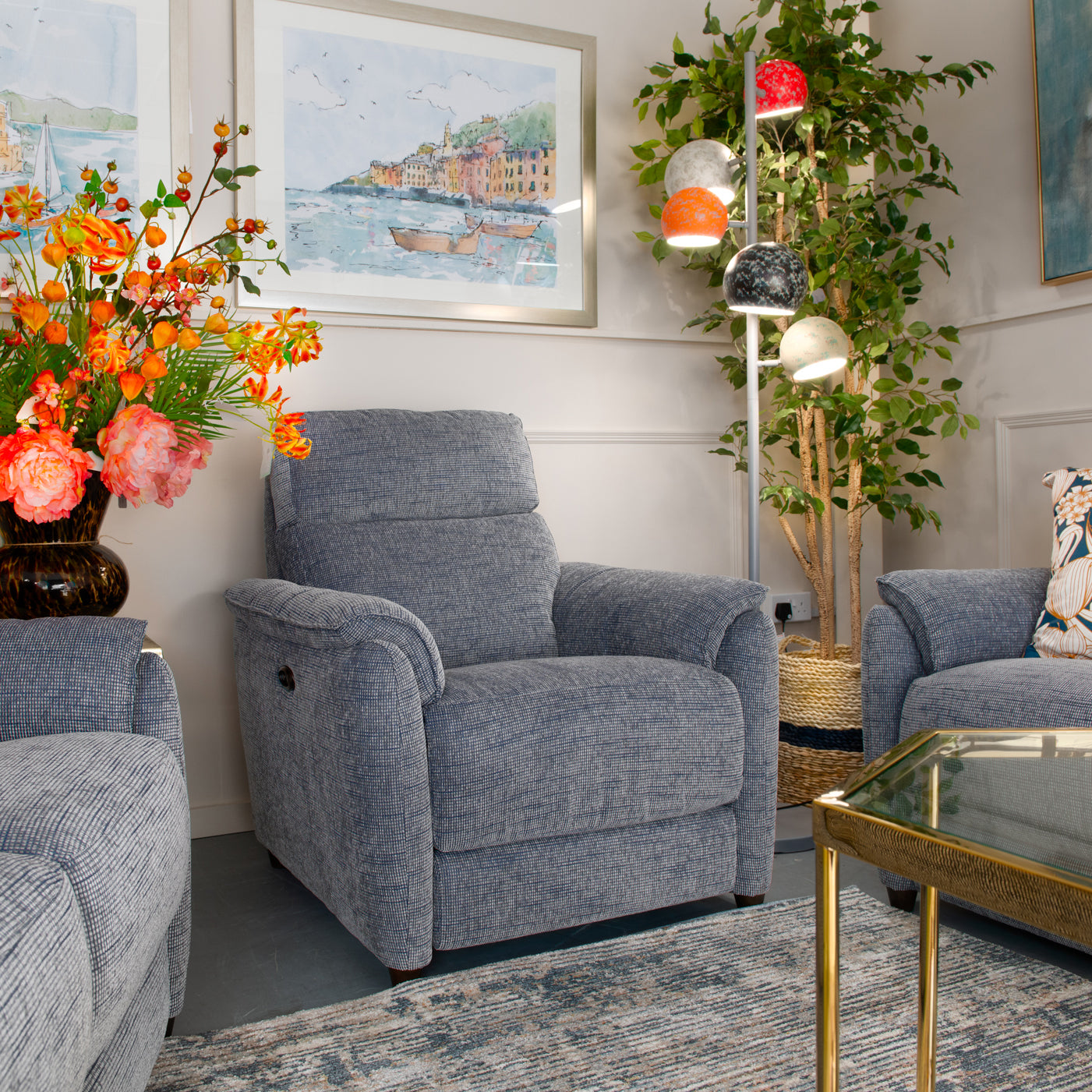 Michelangelo Fabric Fixed Armchair