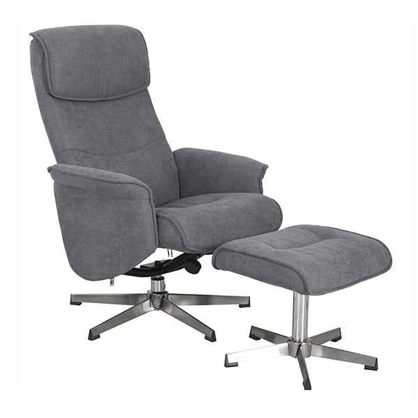 Rayna 1 Seater Recliner with Footstool - Grey