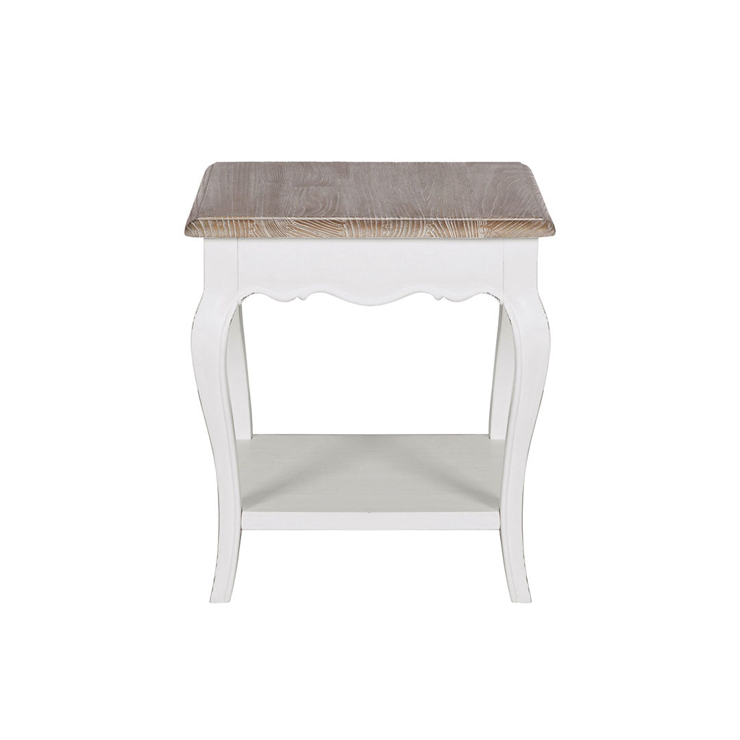 Sara End Table with Shelf – Oak Antique