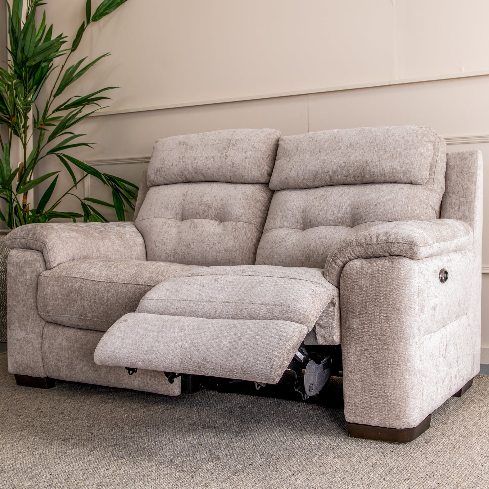 Titian Fabric 2 Seater Power Recliner Sofa - Melody Pewter
