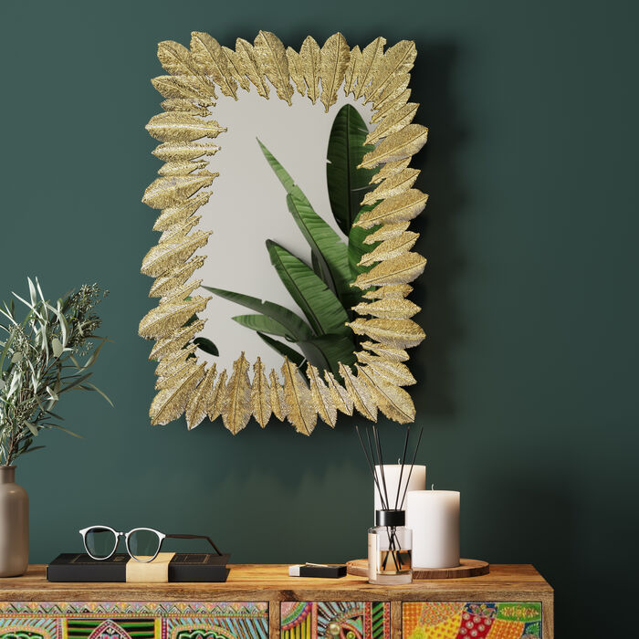 Wall Mirror Feather Dress Gold 49 x 69cm