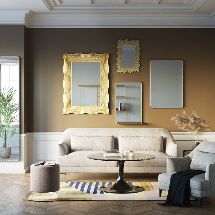 Wall Mirror Feather Dress Gold 49 x 69cm