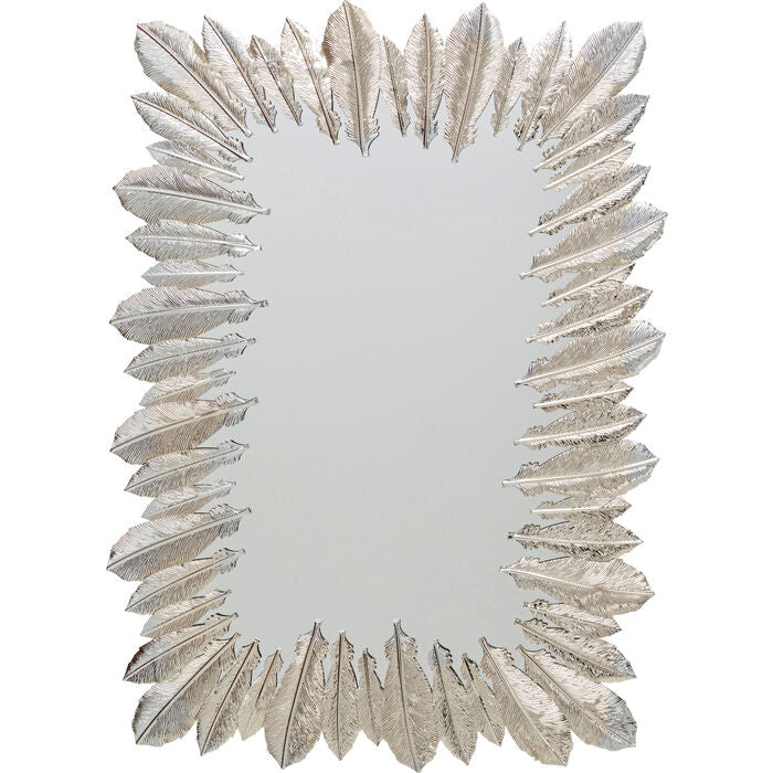 Wall Mirror Feather Dress Silver 49 x 69cm