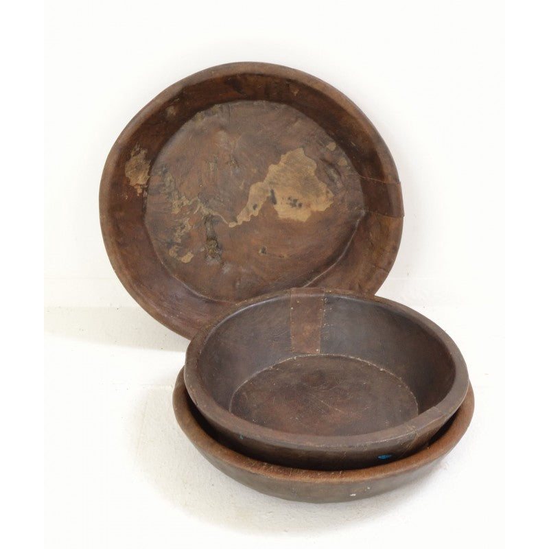 Antique Round Wooden Bowl
