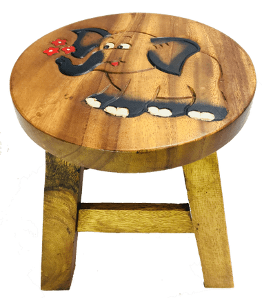 Childrens Handmade Wooden Stool -Elephant