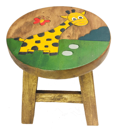 Childrens Handmade Wooden Stool -Giraffe