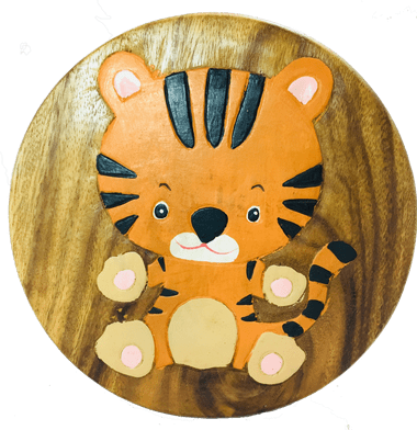 Childrens Handmade Wooden Stool -Tiger