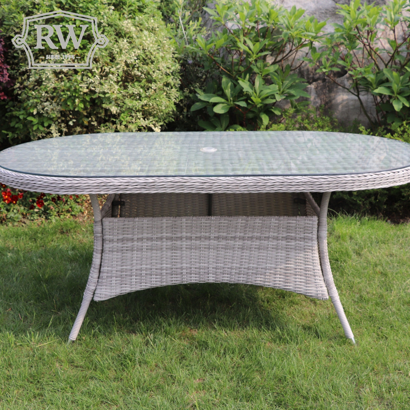 Sepino - 6 Seater Set with Oval Table & Lazy Susan (Light Grey)