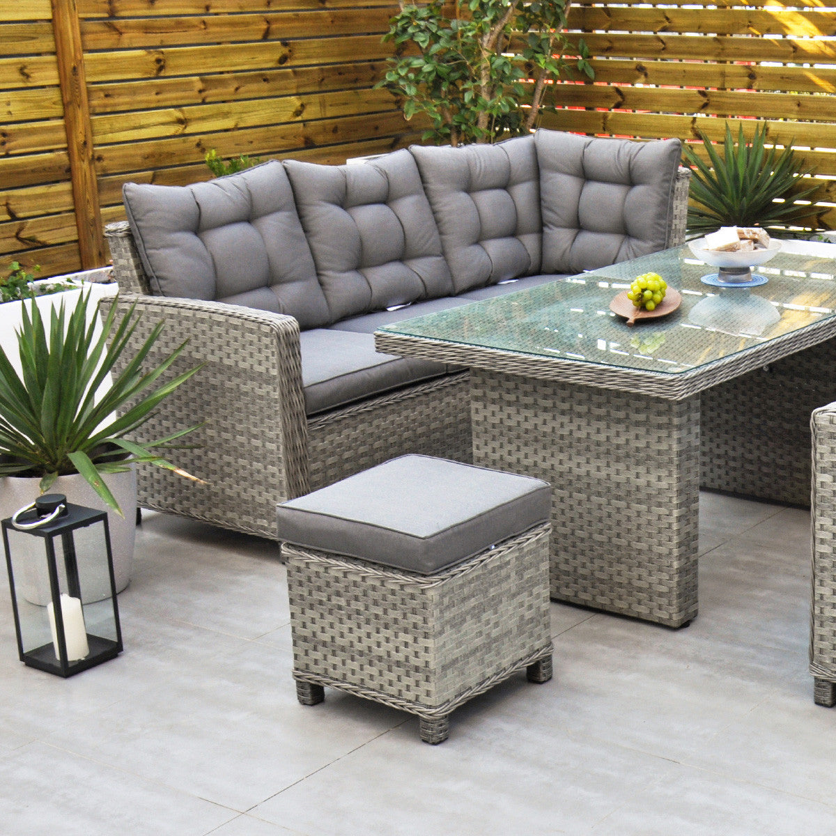 Bali Corner Sofa Set with Rectangular Table Grey Flanagan Kerins