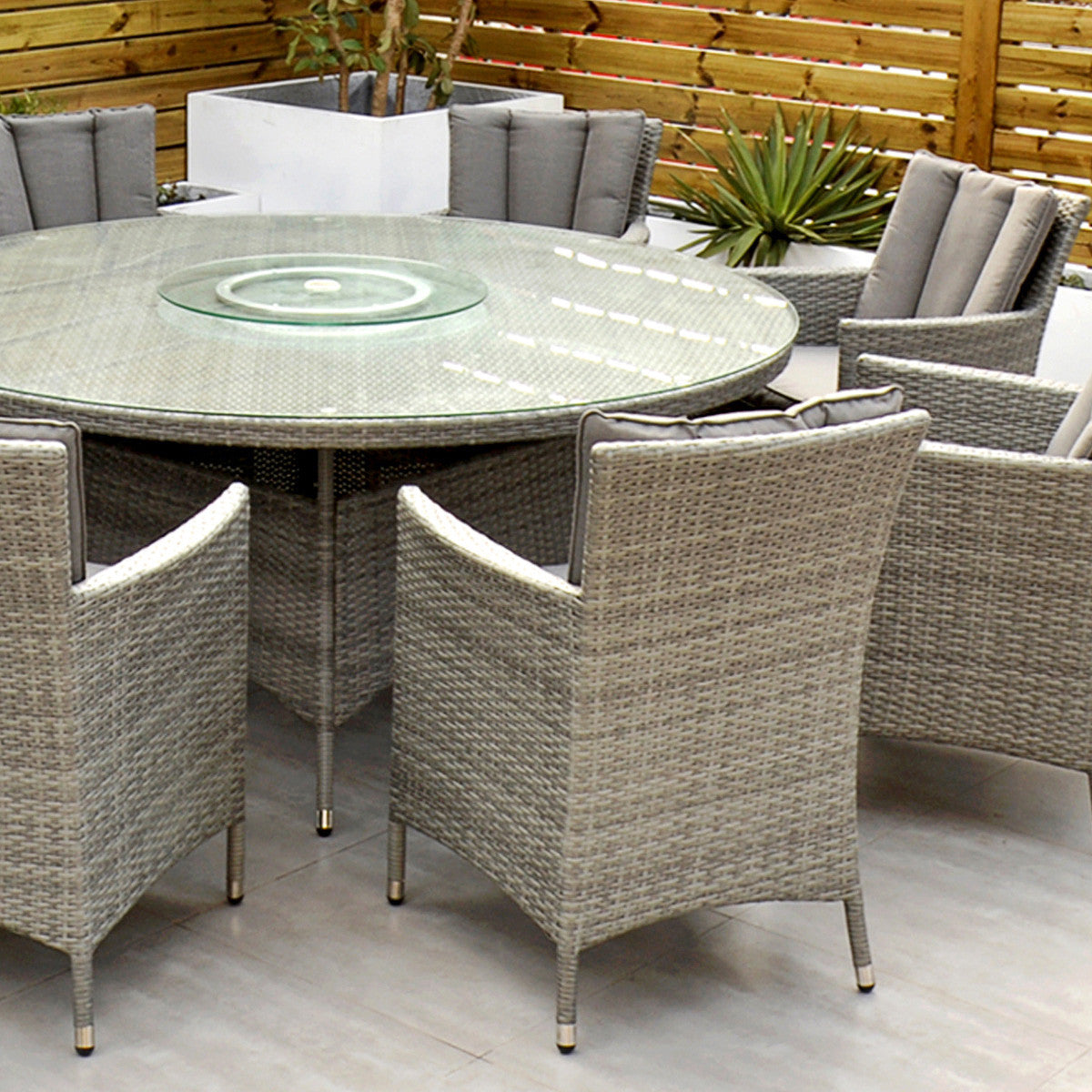 Cuba - 8 Seat Set with 170cm Round Table (Light Grey)